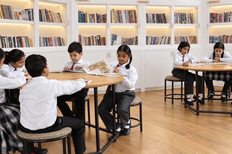 Students reading in the library at Dalimss Sunbeam
